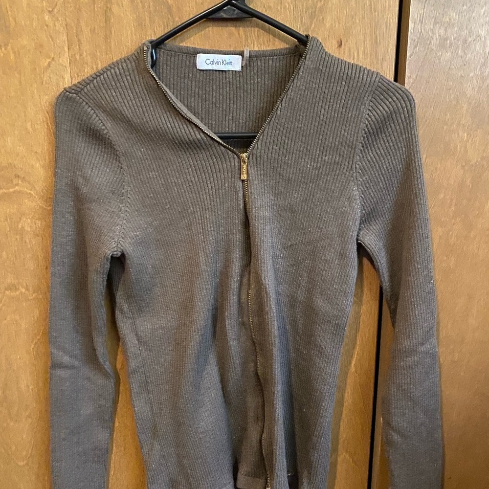 Calvin Klein Brown Ribbed Cardigan